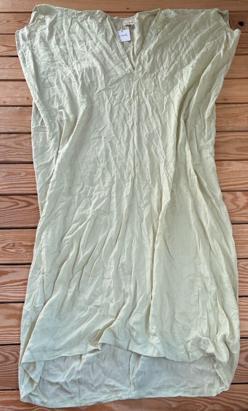 Pink Haley NWT $140 Women’s V Neck Shift Dress One Size Kaftan Green P9